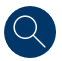 search icon represented by a magnifying glass inside a solid dark blue circly