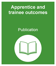 green box linking to the apprentice and trainee outcomes publication page