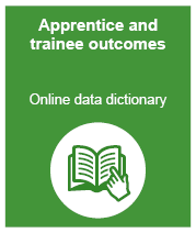 Green box linking to the Apprentice and trainee outcomes online data dictionary